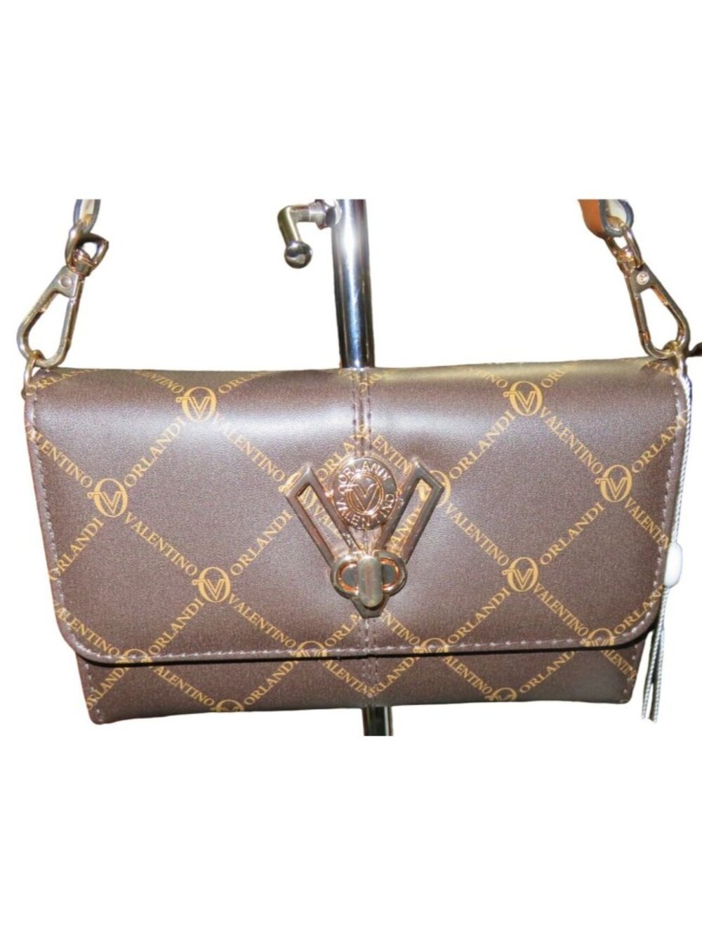 Valentino Orlandi Italian Leather Guitar Strap Crossbody Logo Embossed Wallet